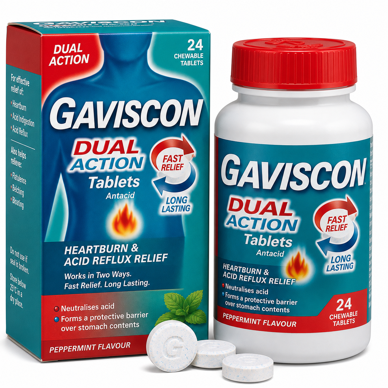 gaviscon_double_action_tablets_24s_1254 Gaviscon Double Action Chewable Tablets 24s - Image 1