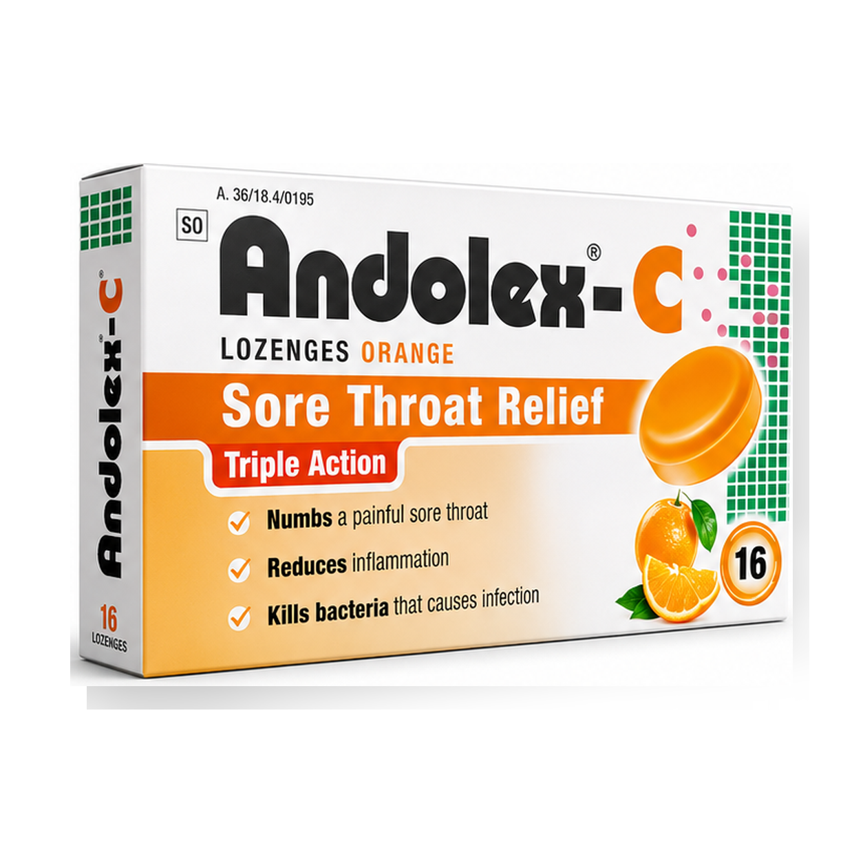 andolex_c_orange_16_lozenges_3d_1254x1254 Andolex-C Orange Lozenges 16s - Image 1
