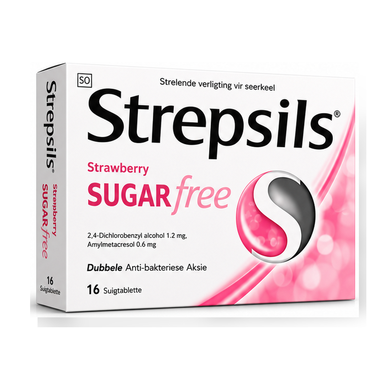 strepsils_strawberry_sugar_free_16s_3d_1254x1254 Strepsils Strawberry Sugar Free Lozenges 16s - Image 1